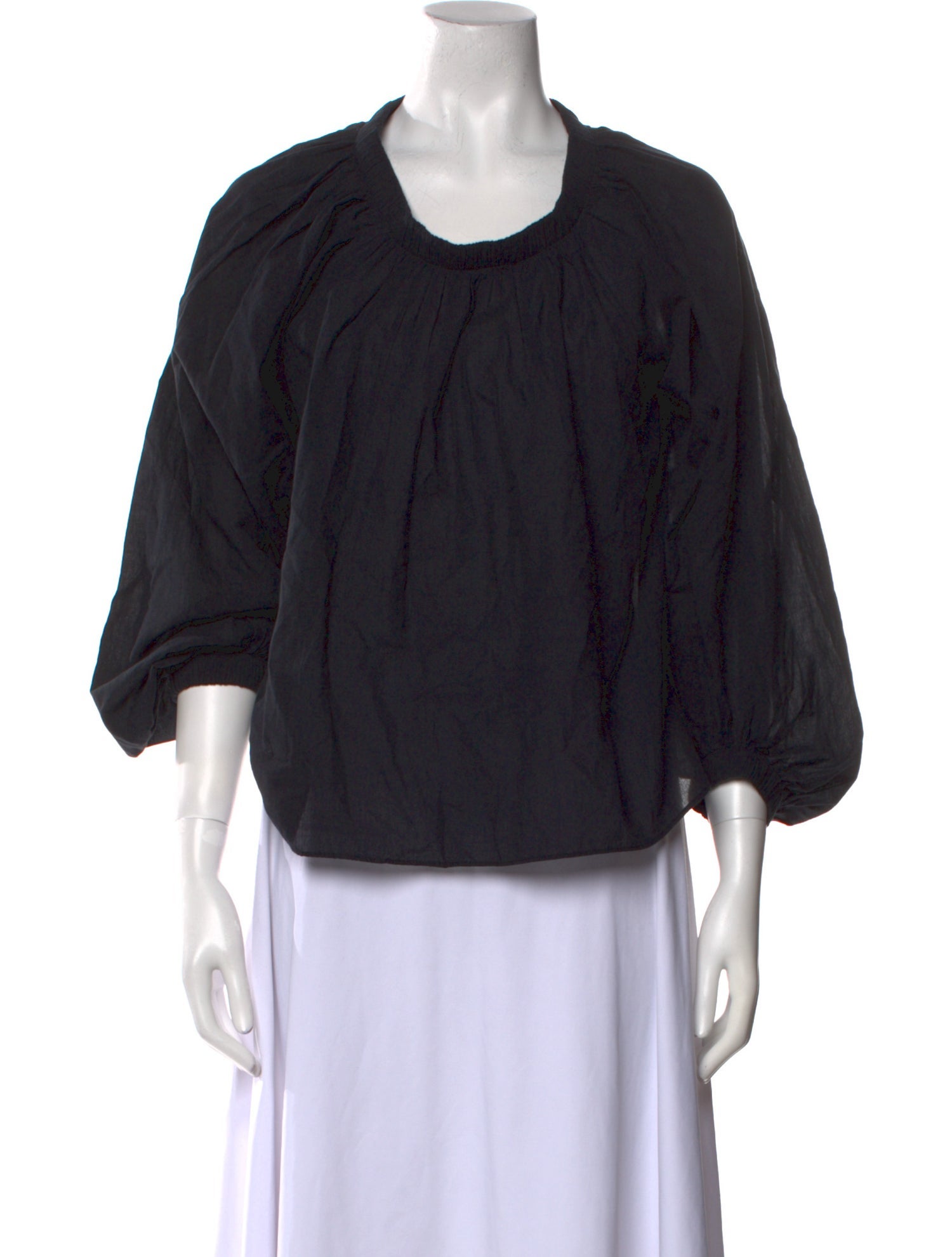 unsubscribed Scoop Neck Three-Quarter Sleeve Blouse