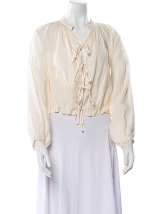 unsubscribed V-Neck Three-Quarter Sleeve Blouse