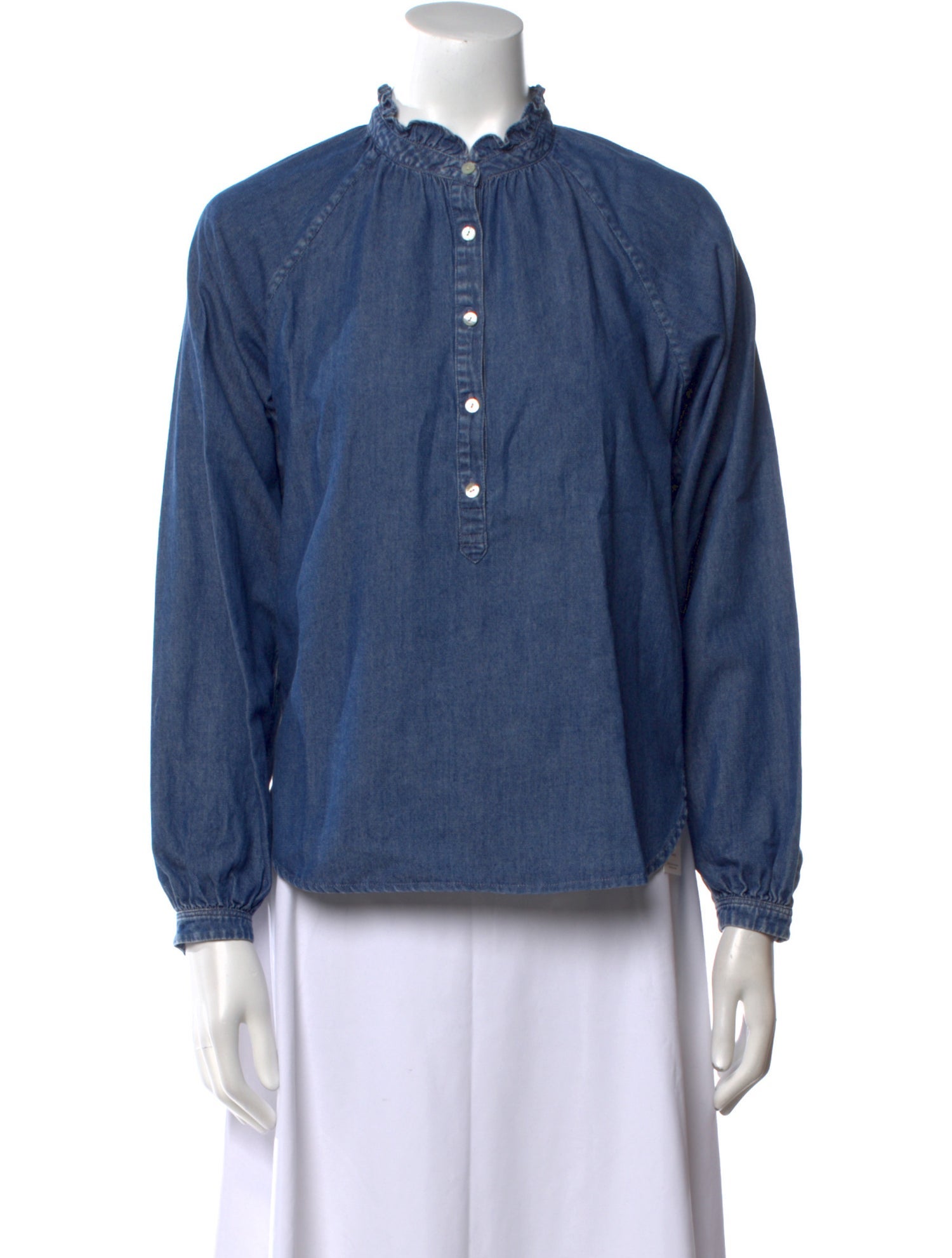 unsubscribed Mock Neck Long Sleeve Blouse