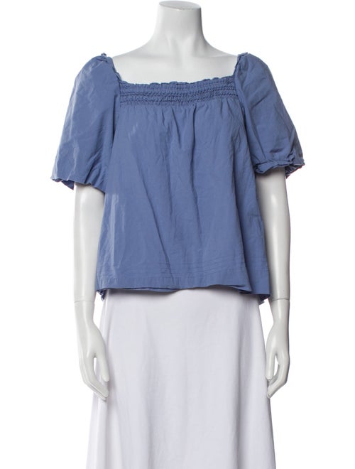 unsubscribed Square Neckline Short Sleeve Blouse