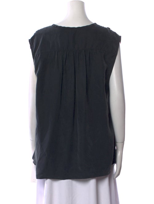 unsubscribed Silk Scoop Neck Button-Up Top