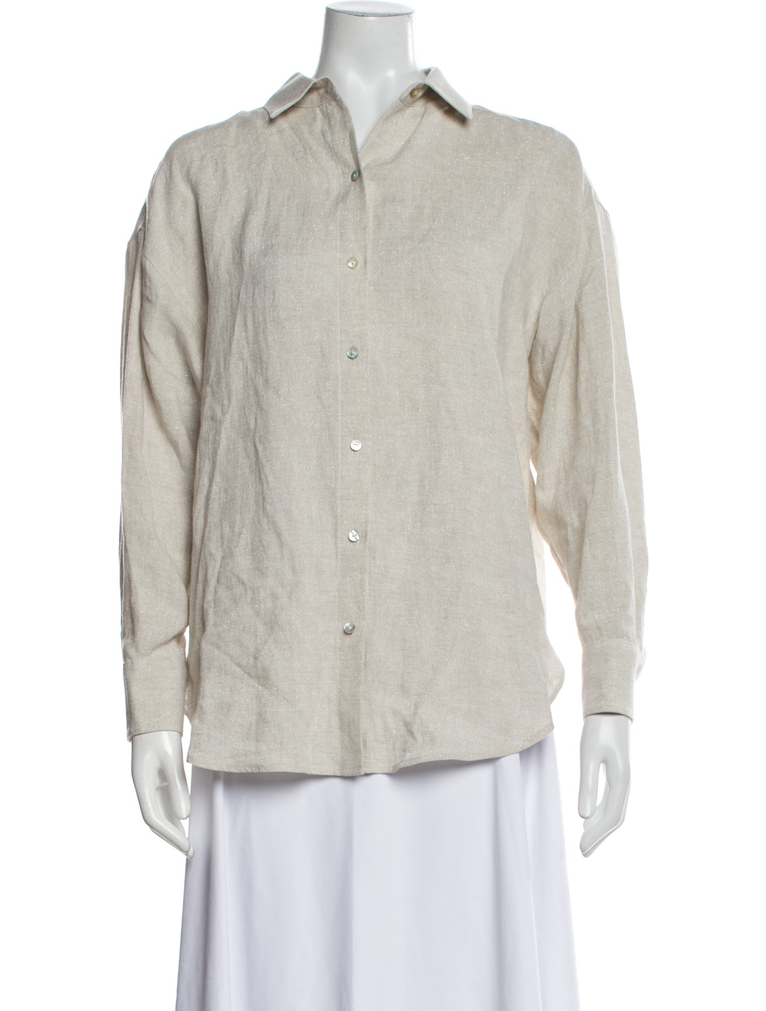 unsubscribed Linen Long Sleeve Button-Up Top