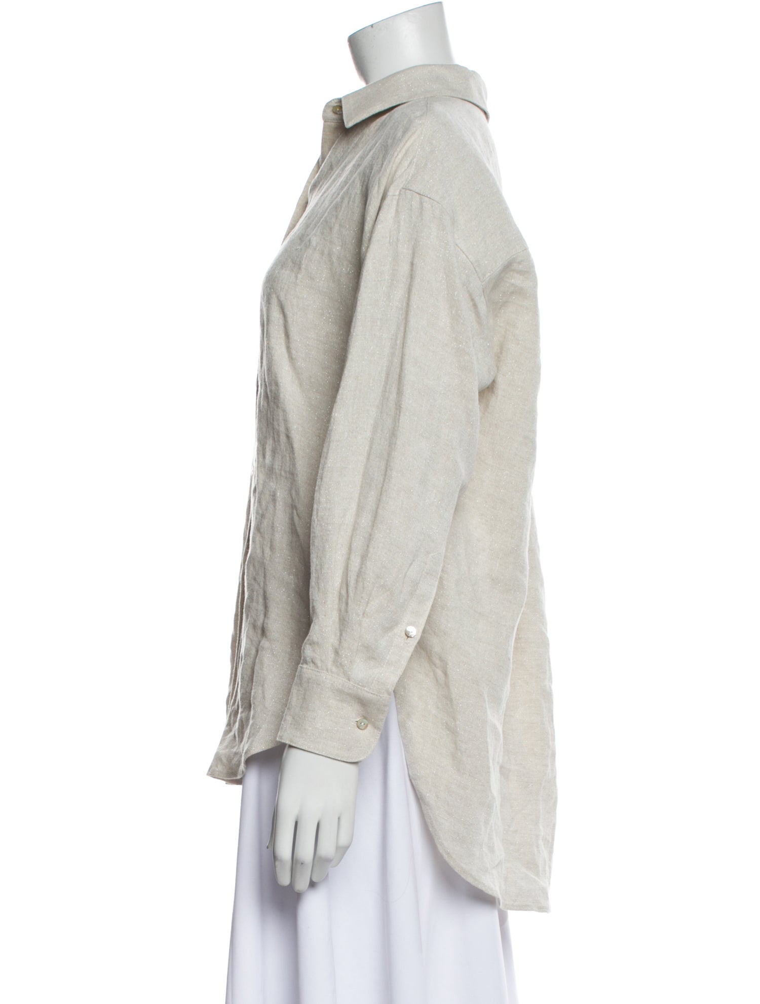 unsubscribed Linen Long Sleeve Button-Up Top