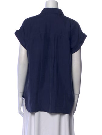 unsubscribed Silk Short Sleeve Button-Up Top