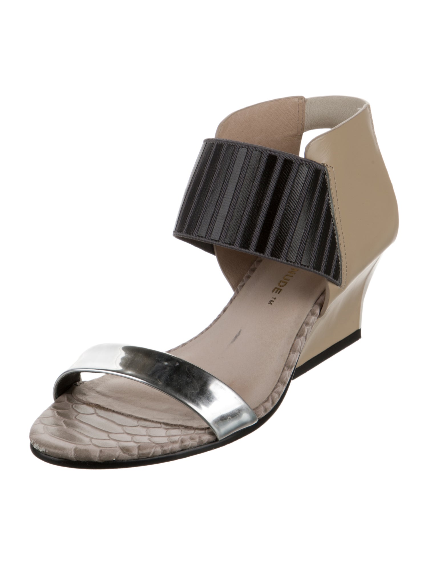 United Nude Patent Leather Colorblock Pattern Sandals