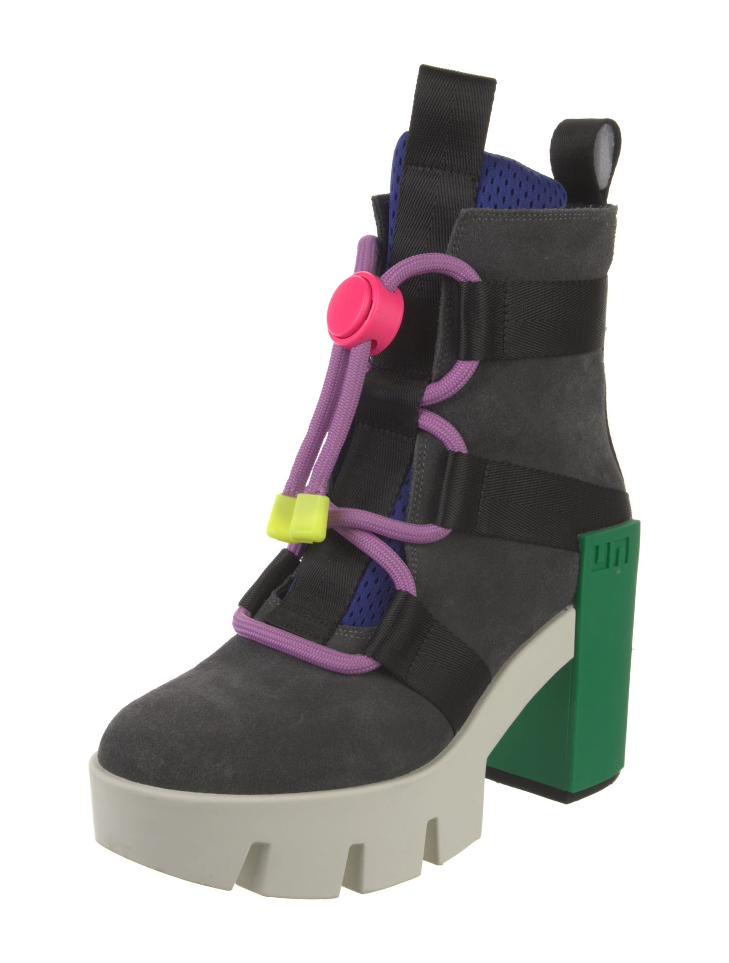 United Nude Suede Colorblock Pattern Combat Boots