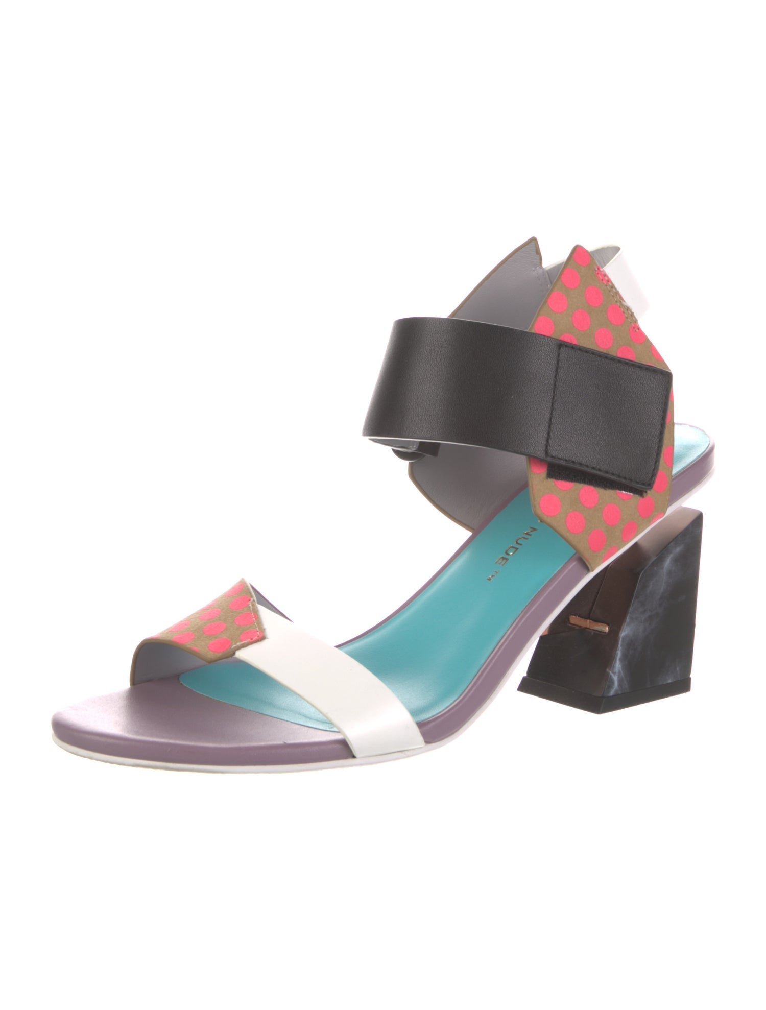 United Nude Leather Colorblock Pattern Slingback Sandals