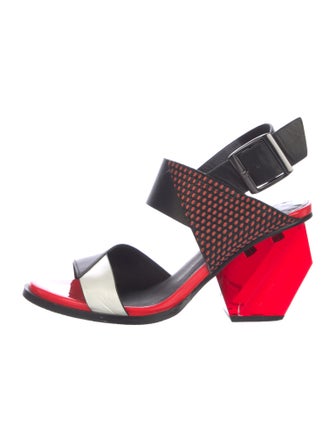 United Nude Leather Printed Slingback Sandals