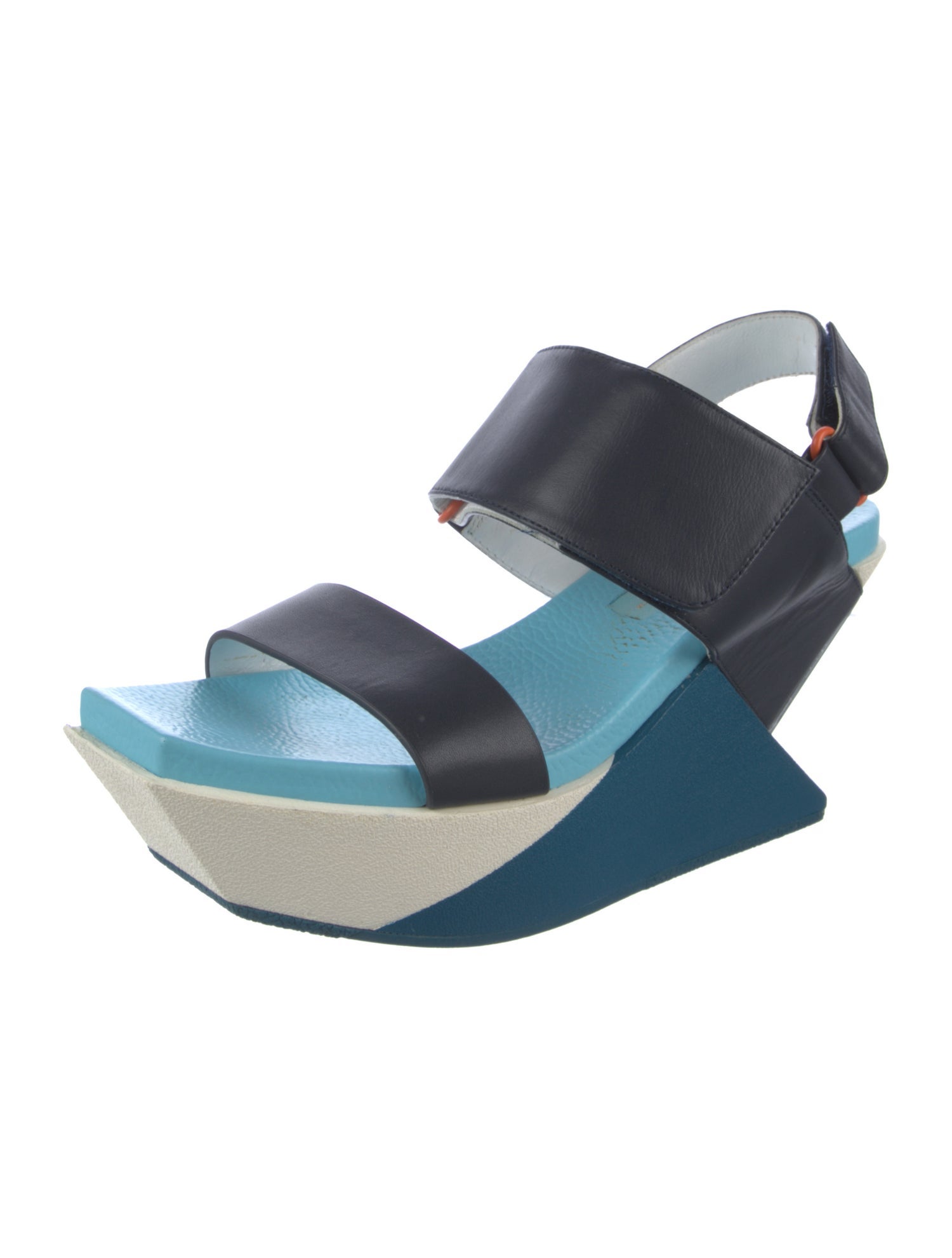 United Nude Leather Colorblock Pattern Slingback Sandals