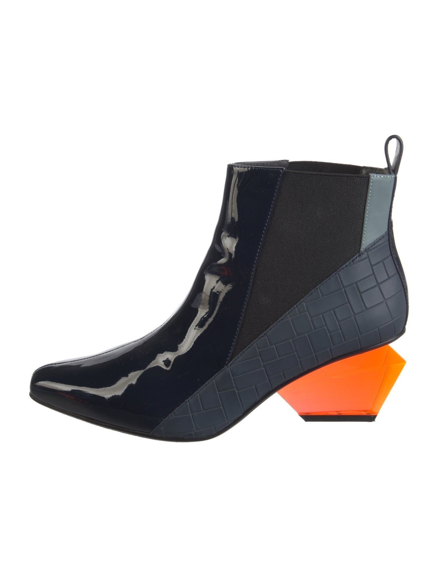 United Nude Patent Leather Colorblock Pattern Boots