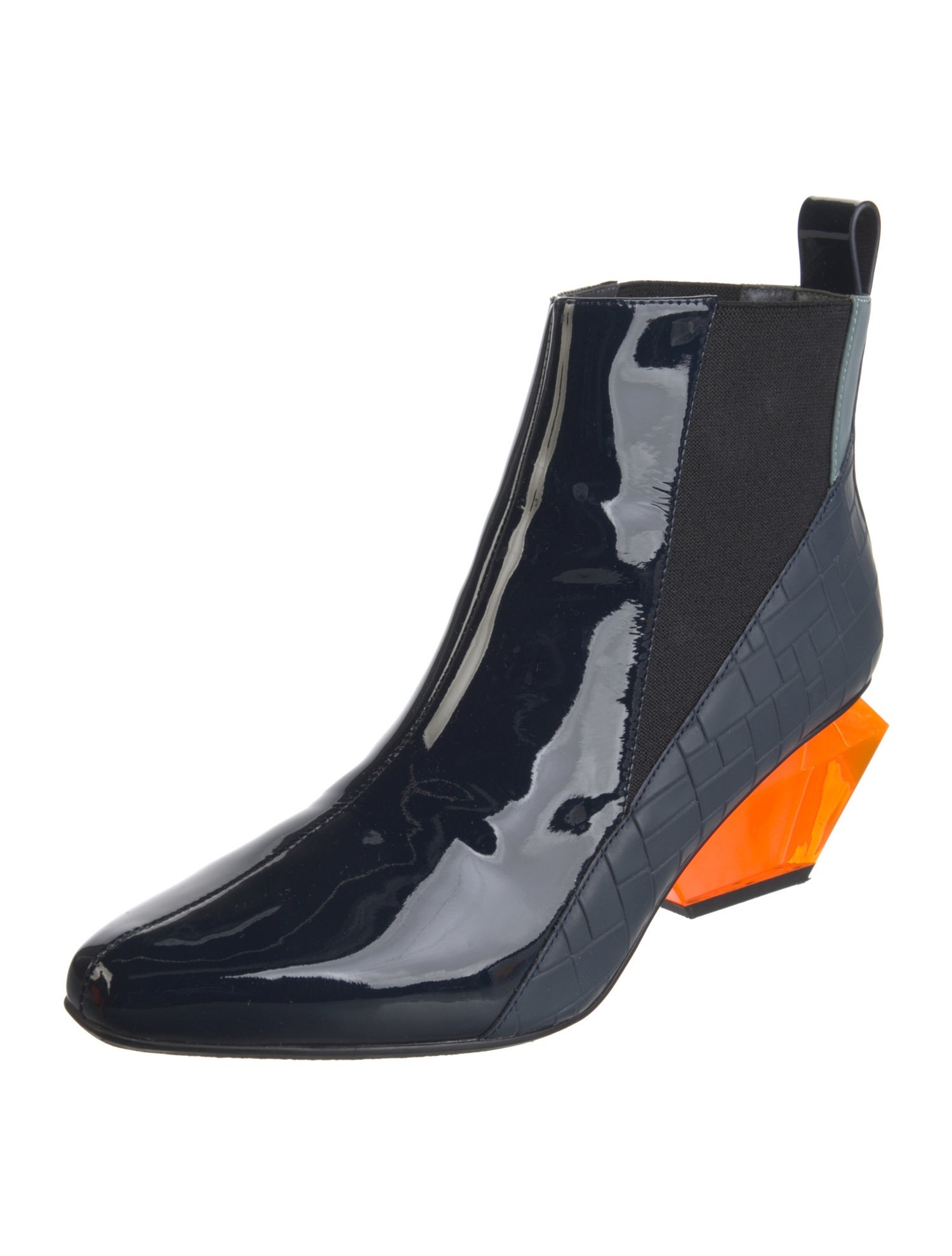 United Nude Patent Leather Colorblock Pattern Boots