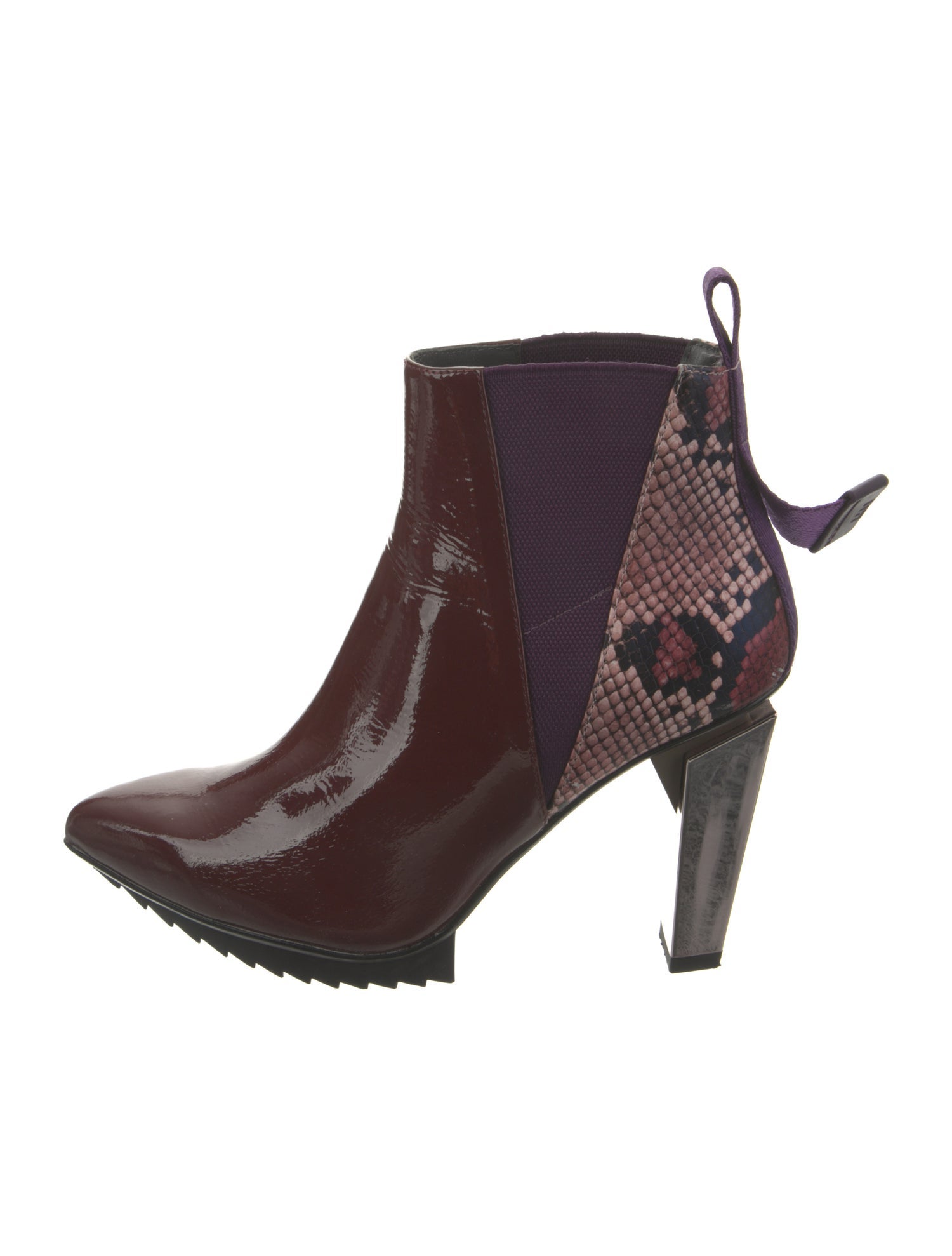 United Nude Patent Leather Animal Print Chelsea Boots