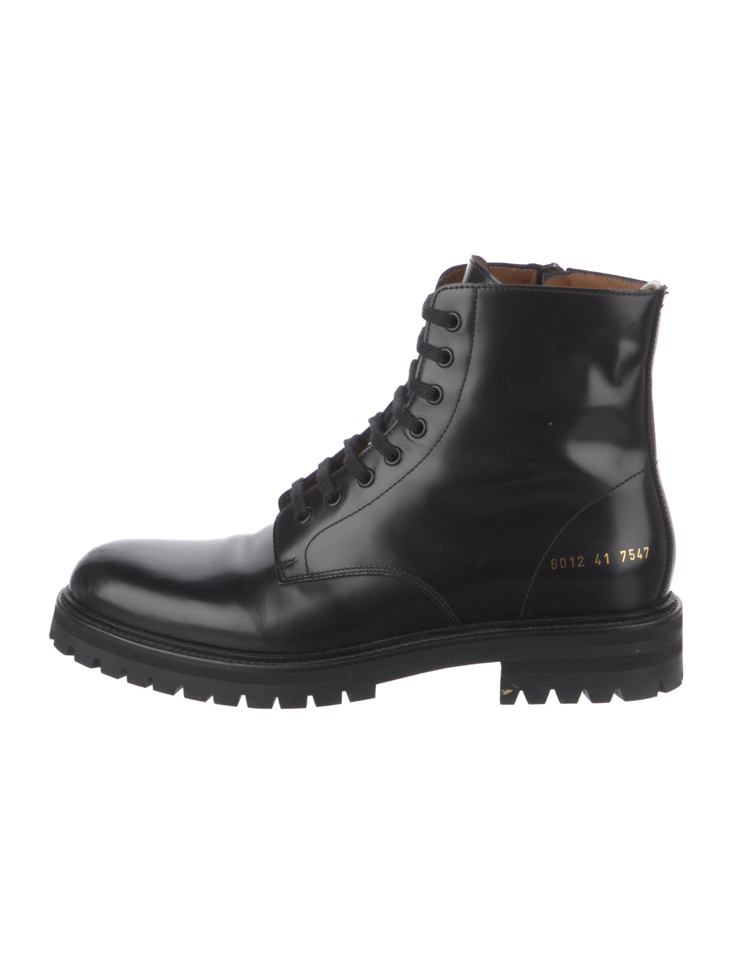 Woman by Common Projects Leather Printed Combat Boots