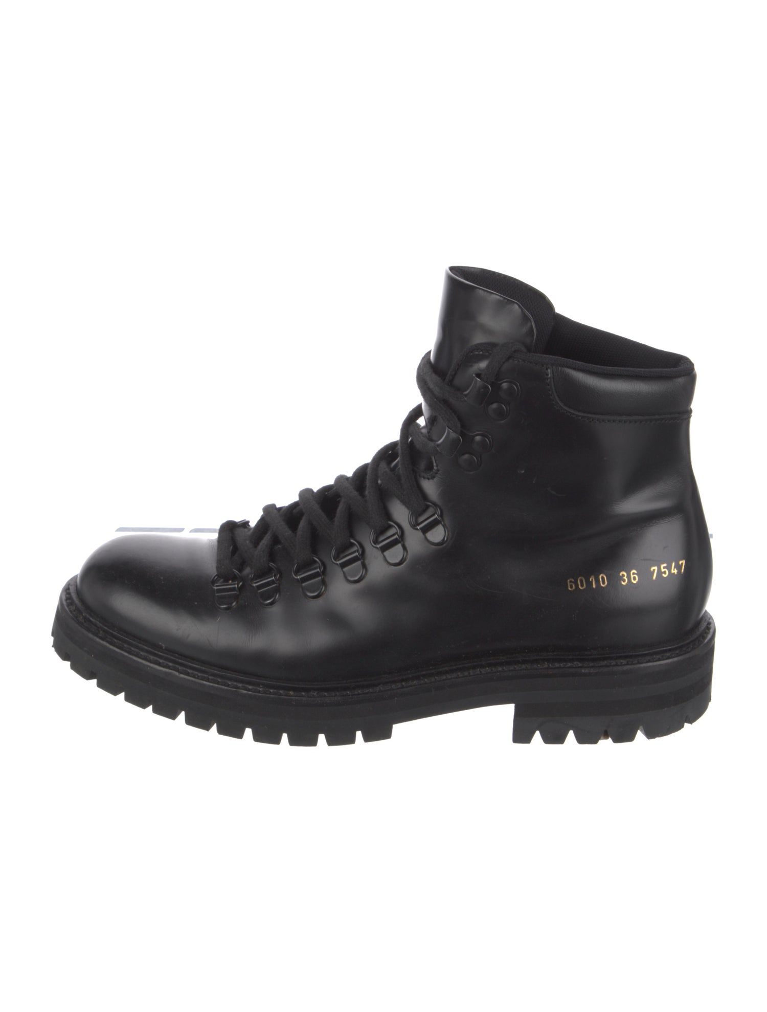 Woman by Common Projects Leather Graphic Print Combat Boots