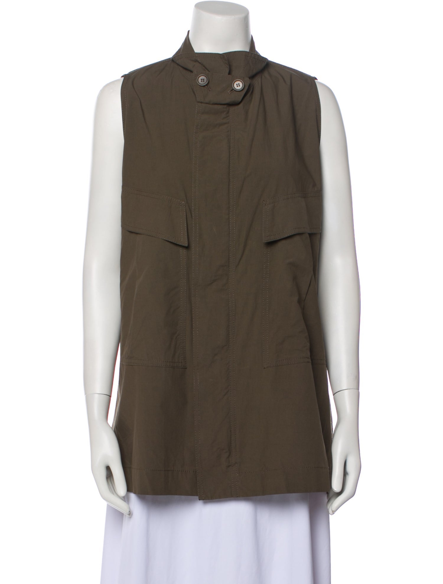 Urban Zen Mock Neck Sleeveless Button-Up Top