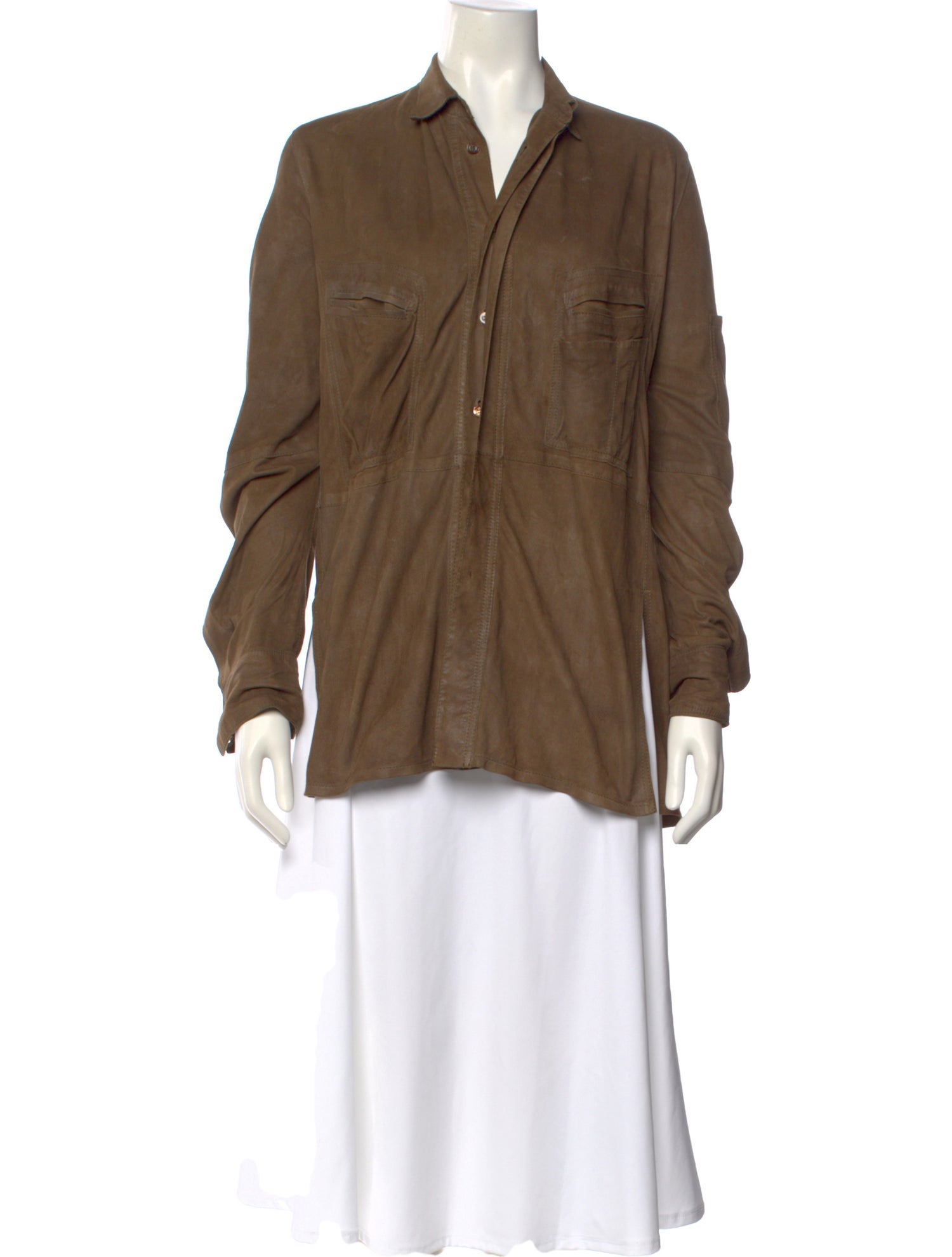 Urban Zen Lambskin Long Sleeve Button-Up Top