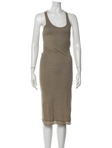 Pre-owned Urban Zen Linen Midi Length Dress In Neutral