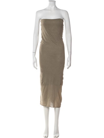 Pre-owned Urban Zen Strapless Midi Length Dress In Neutral