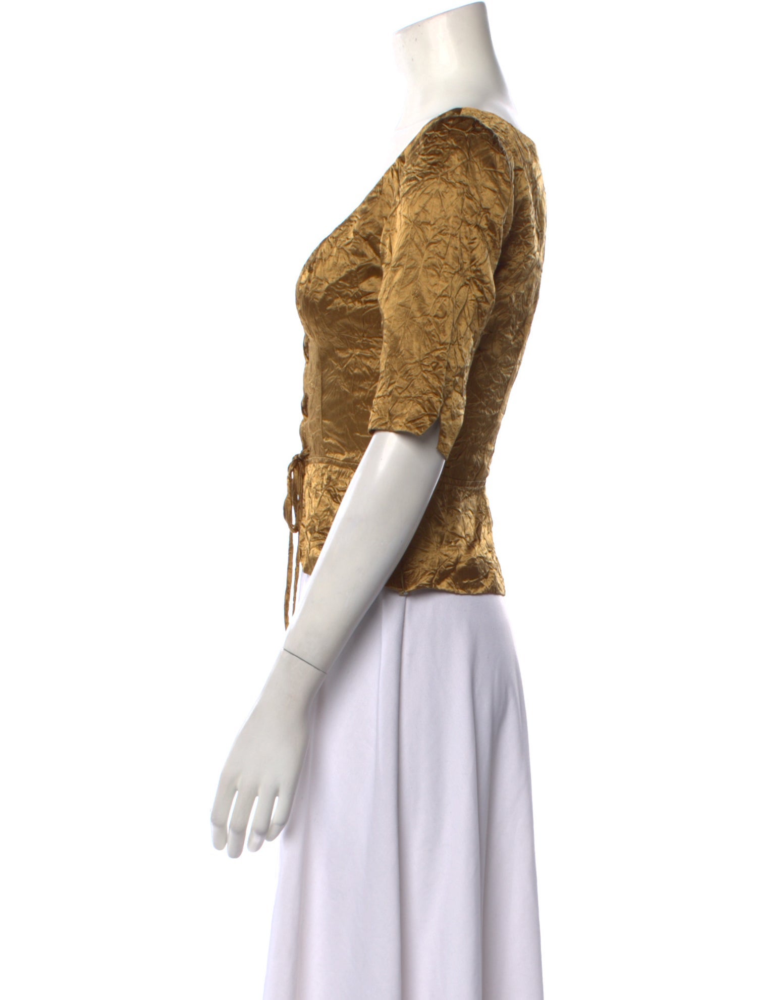 USISI SISTER Plunge Neckline Short Sleeve Crop Top