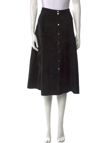 Understated Leather Skirts Calf Knee-Length Skirt L