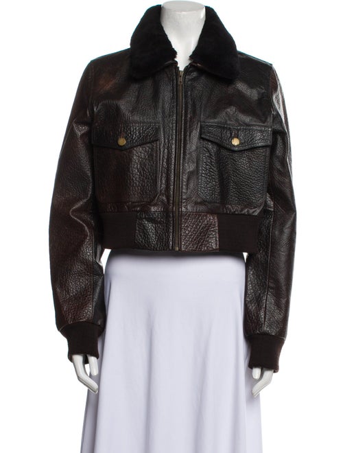Understated Leather Leather Tweed Pattern Jacket