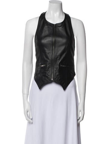 Understated Leather Jackets Vest M