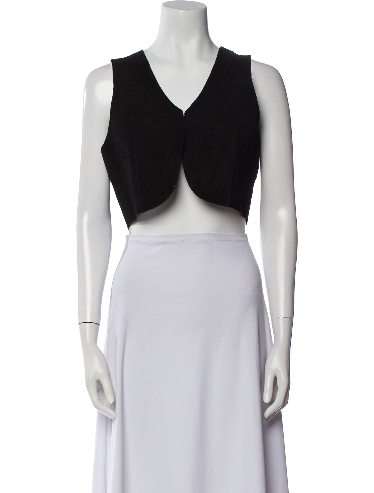 Understated Leather Leather V-Neck Crop Top