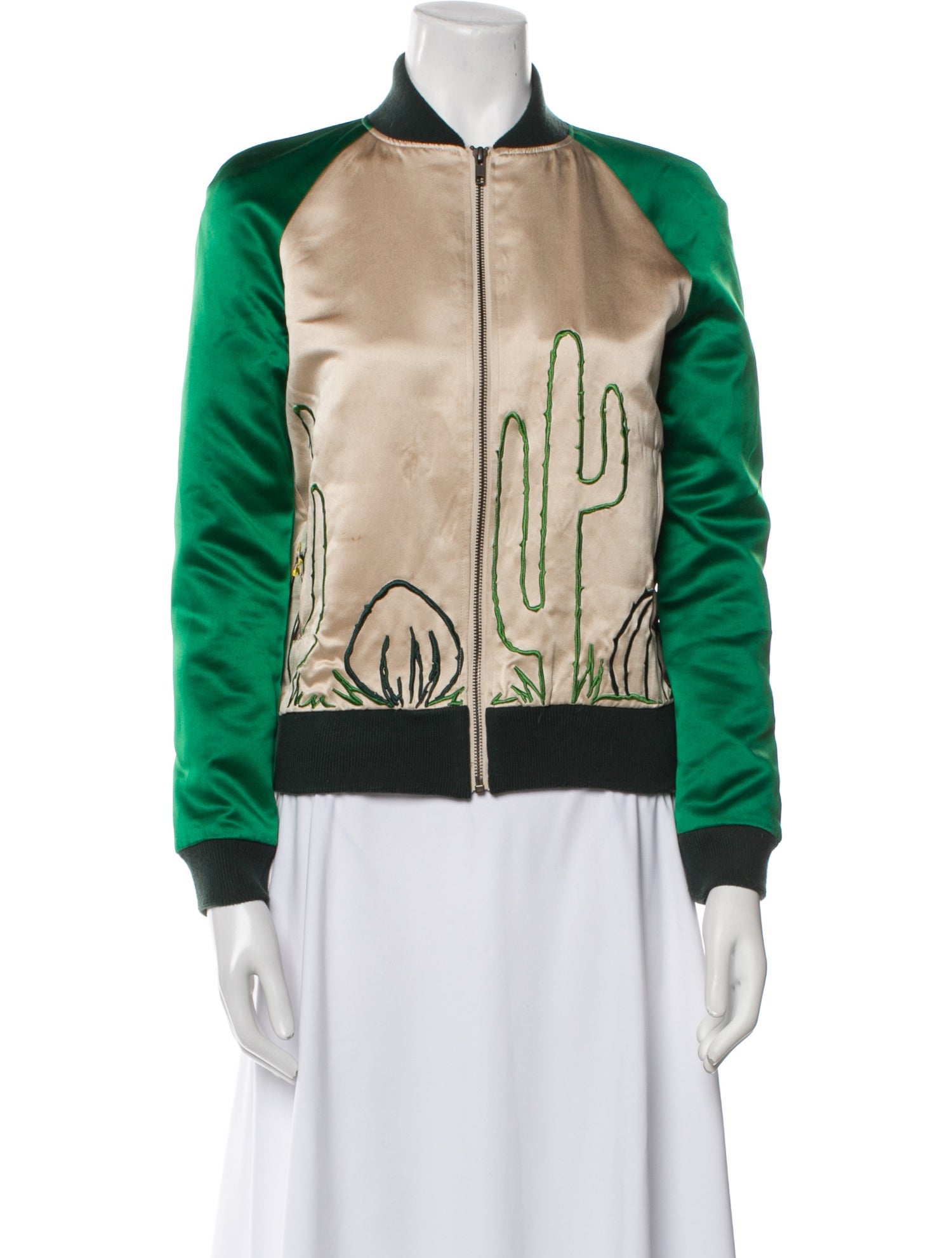 Understated Leather Printed Bomber Jacket