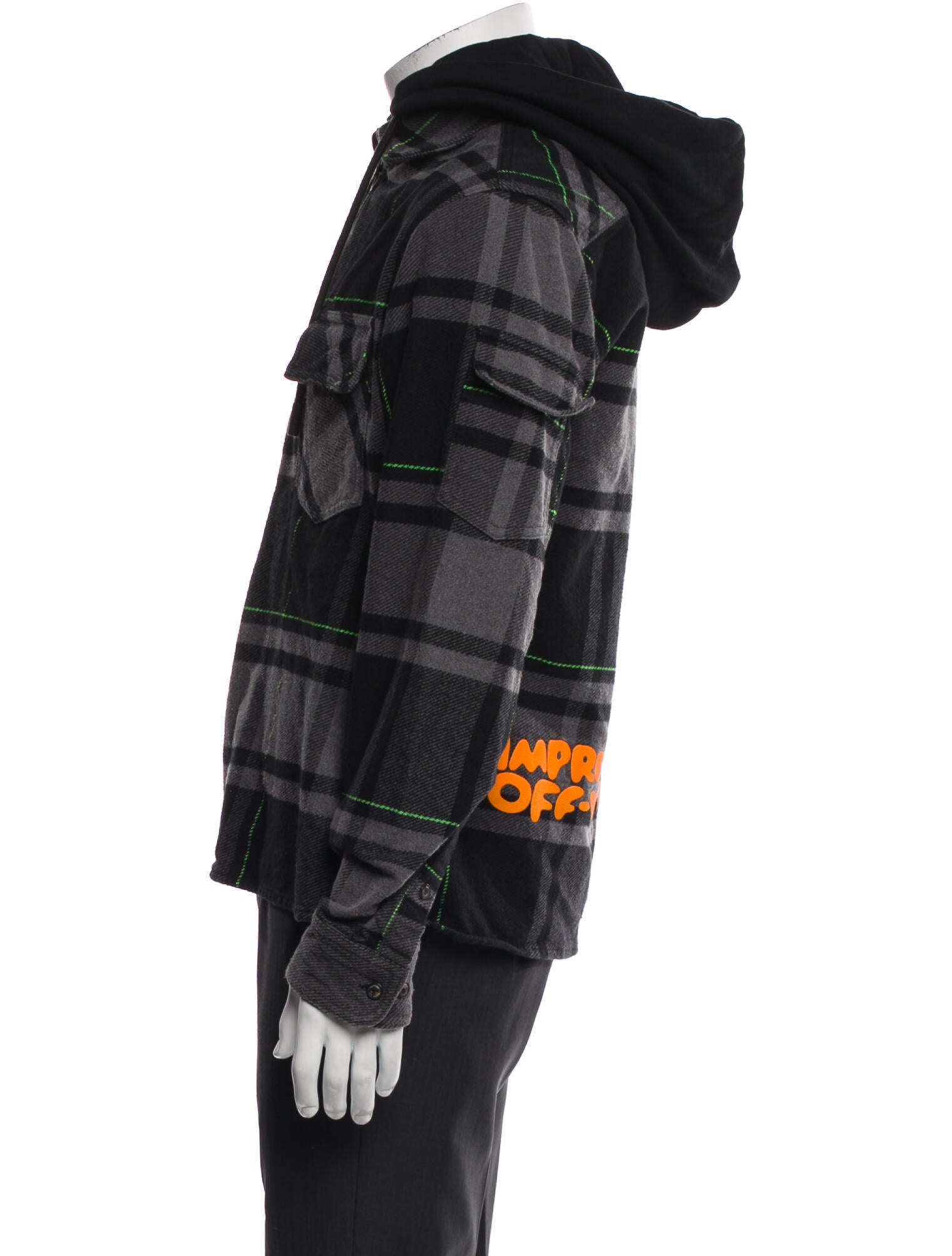 Off-White Plaid Print Crew Neck Hoodie