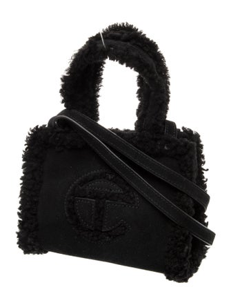 UGG x Telfar Suede Small Black Shearling Shopping Bag