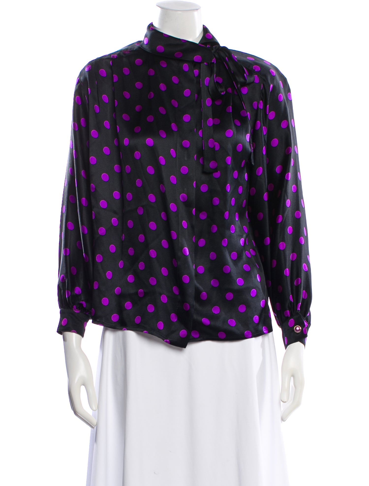 Ungaro Ter Polka Dot Print Tie Neck Blouse