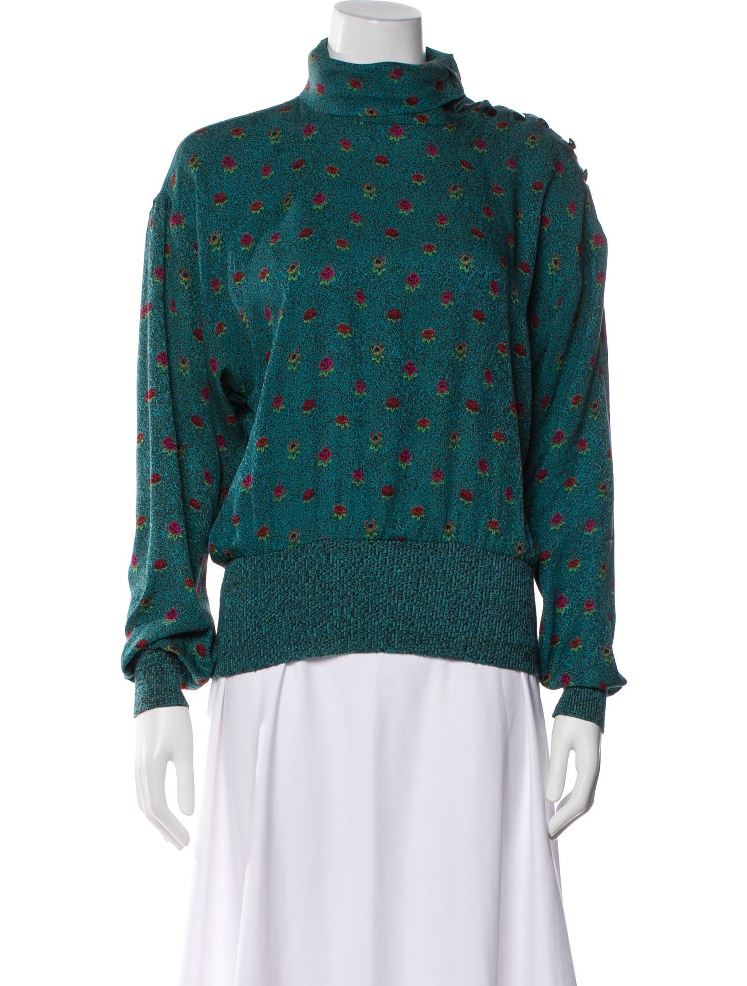 Ungaro Ter Floral Print Turtleneck Top