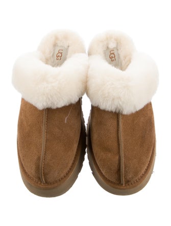 UGG Suede Fur Trim Mules