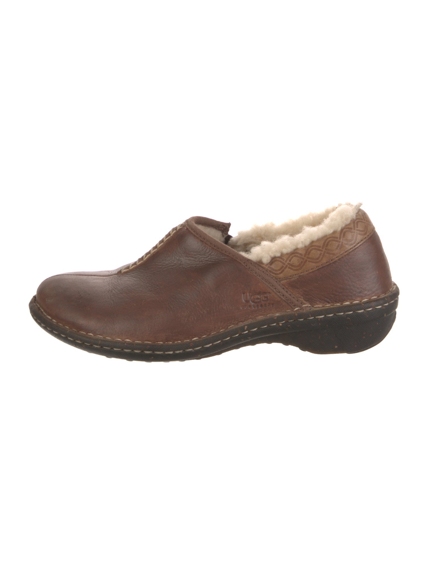UGG Leather Fur Trim Loafers