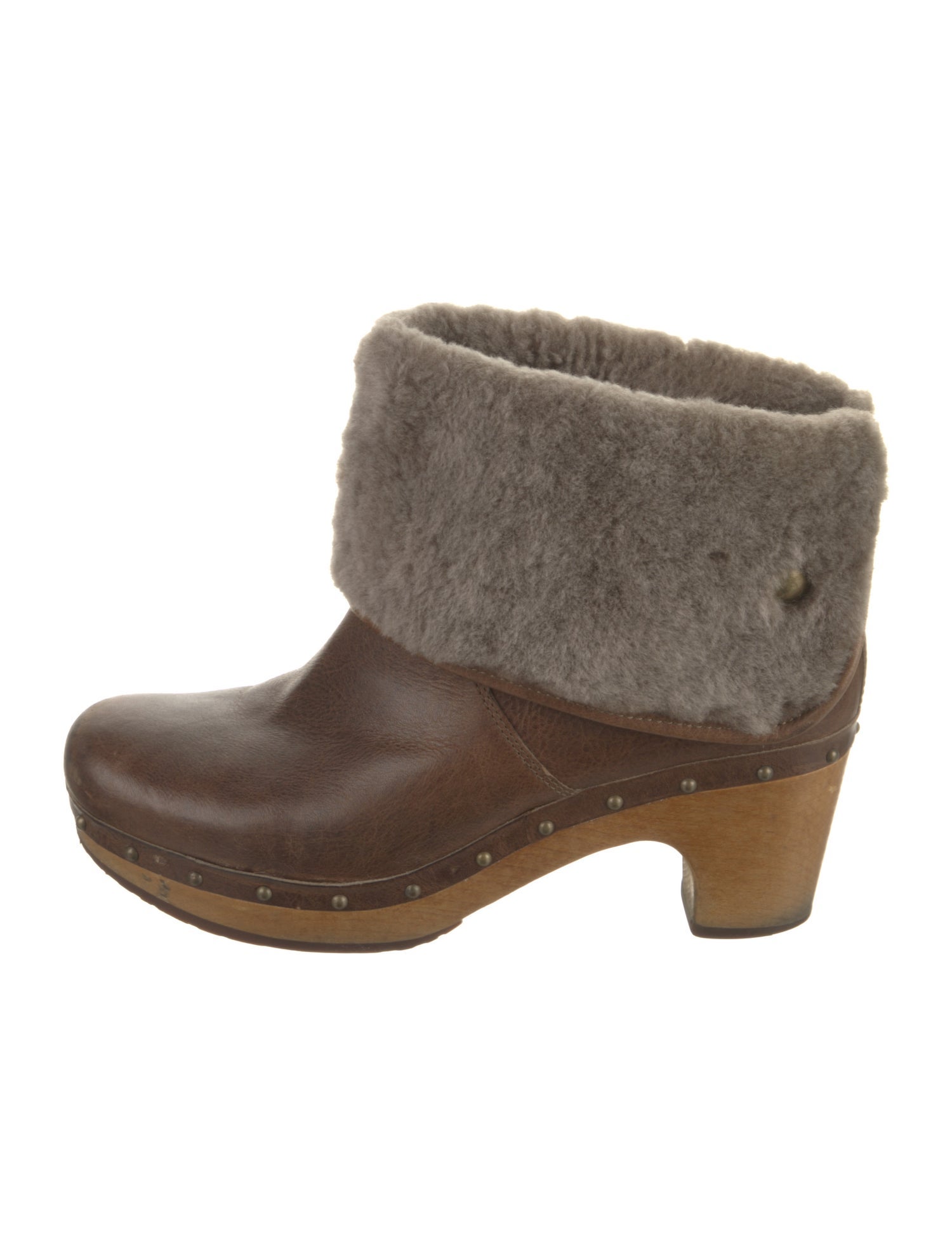 UGG Leather Fur Trim Boots
