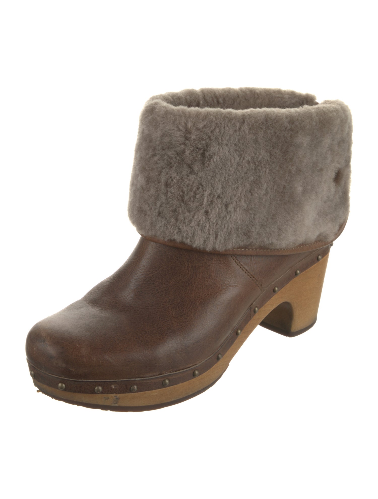 UGG Leather Fur Trim Boots