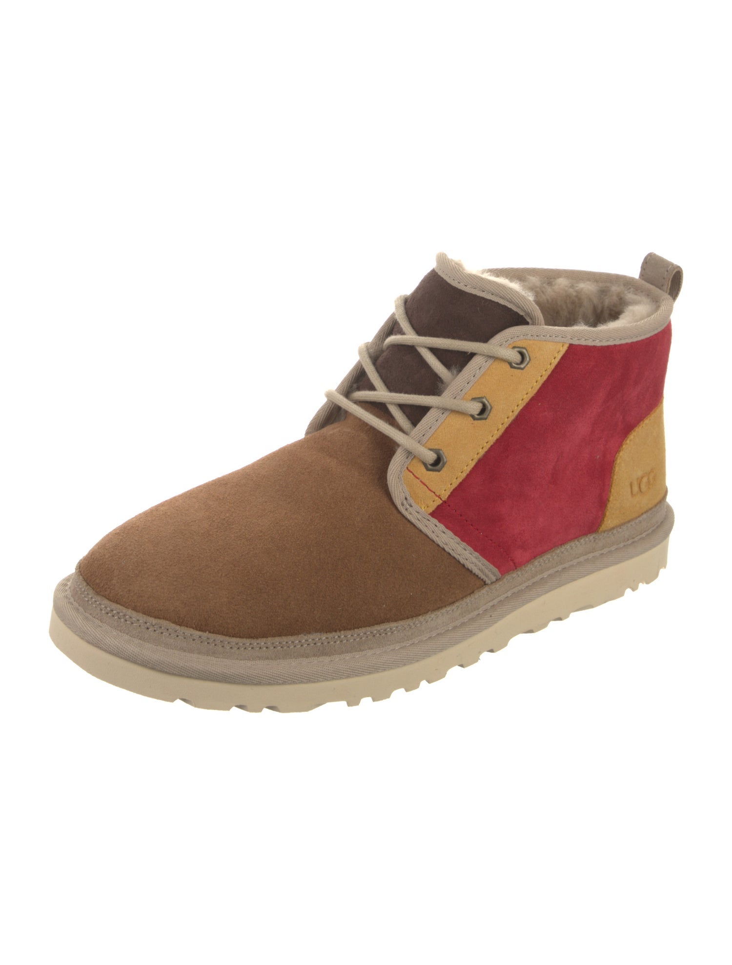 UGG Suede Colorblock Pattern Lace-Up Boots