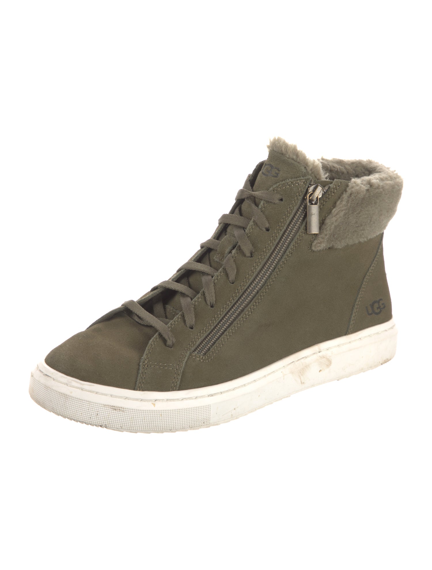 UGG Suede Fur Trim Sneakers