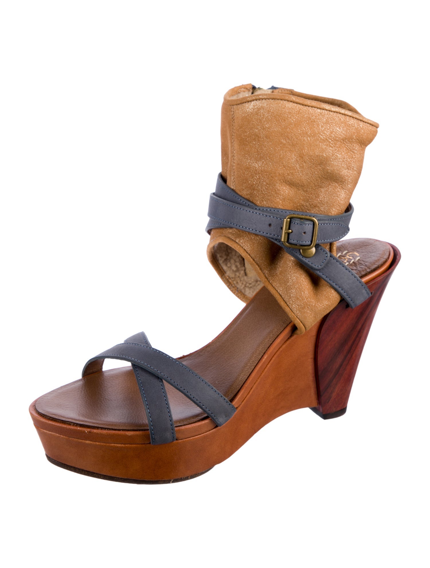 UGG Leather Colorblock Pattern Sandals