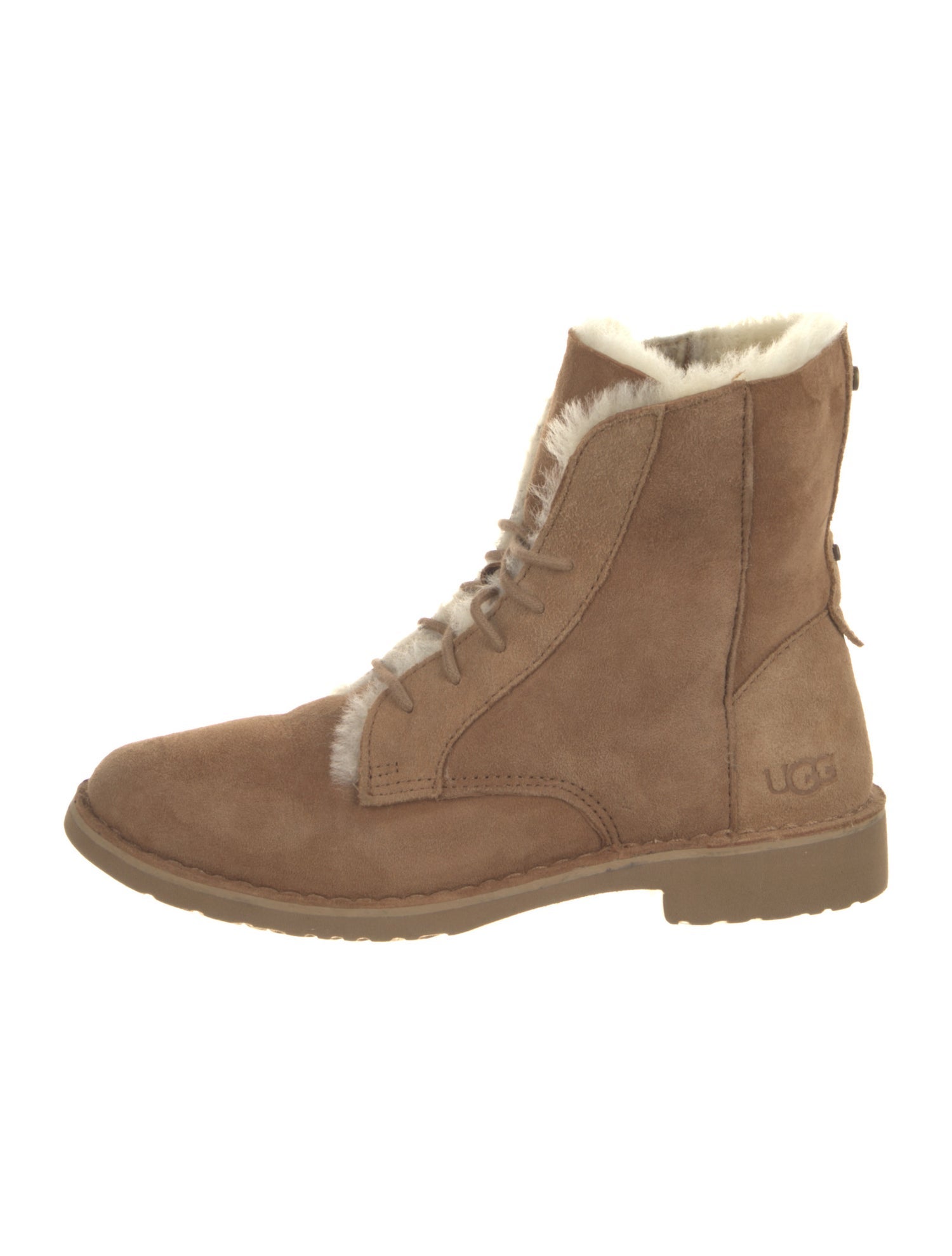 UGG Suede Fur Trim Combat Boots