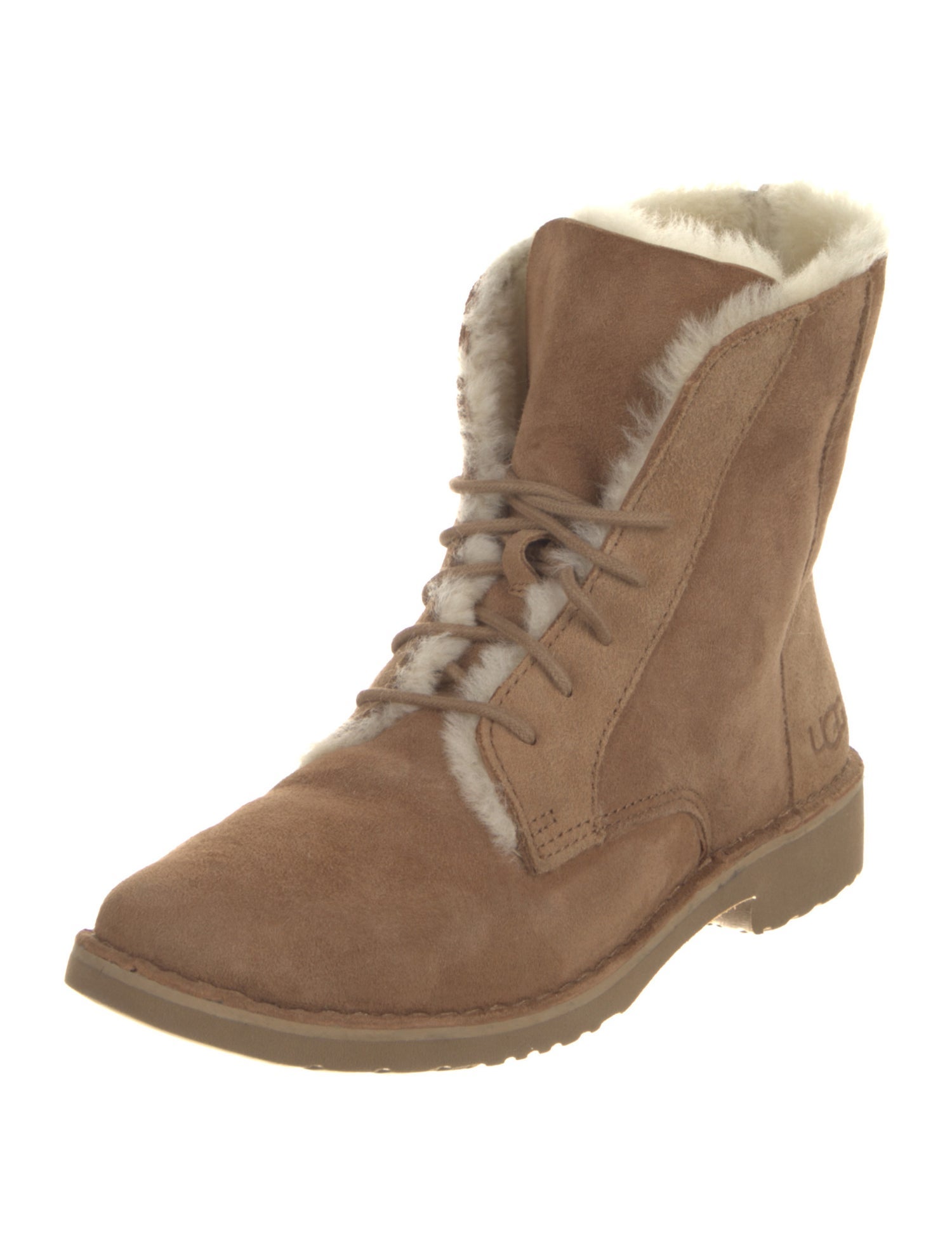 UGG Suede Fur Trim Combat Boots