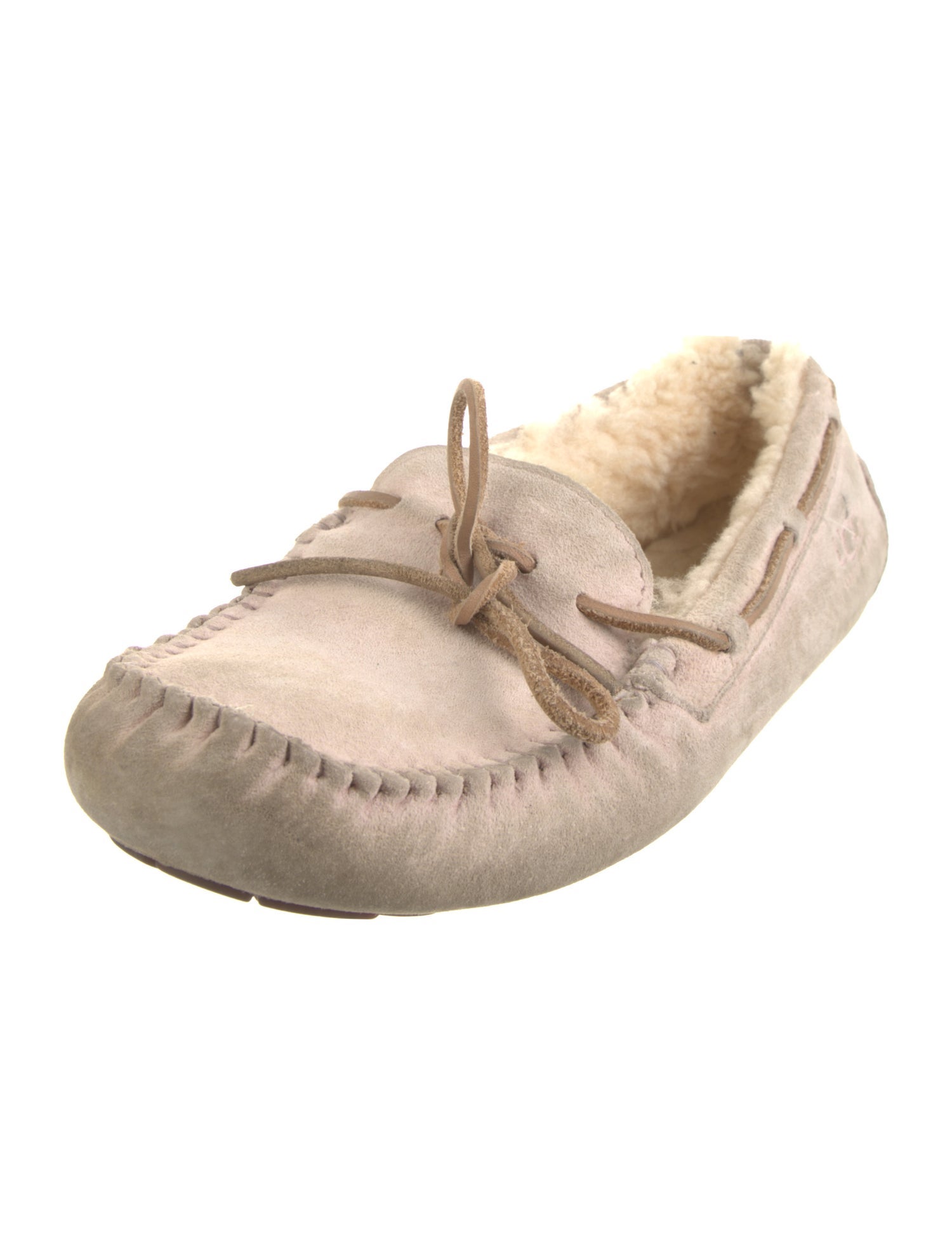 UGG Suede Fur Trim Moccasins