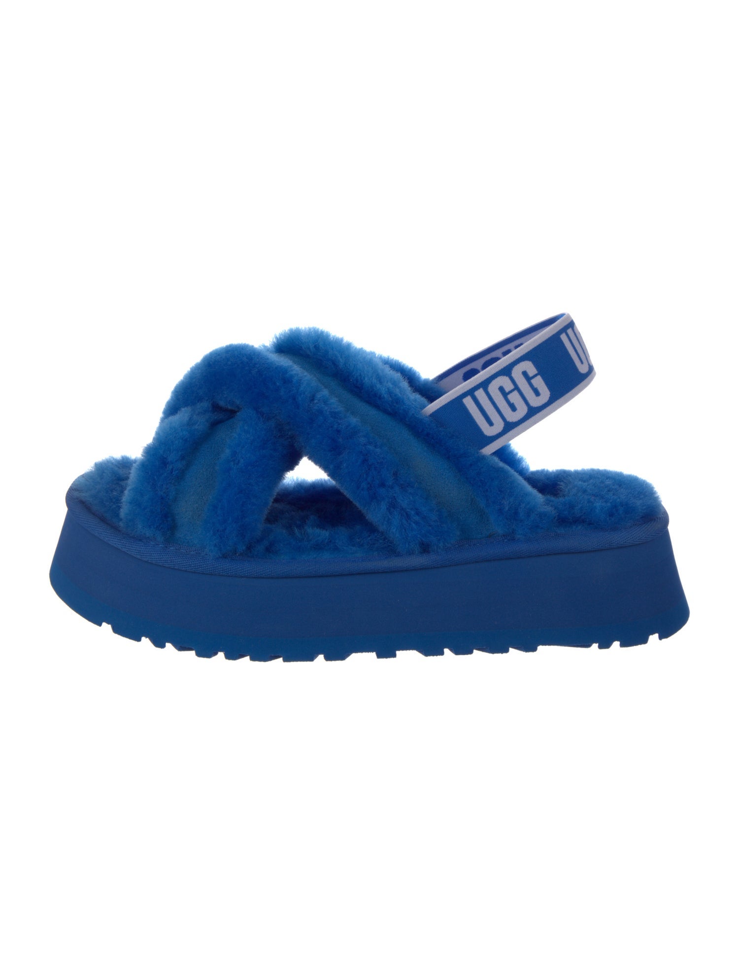 UGG Rubber Fur Trim Slingback Sandals