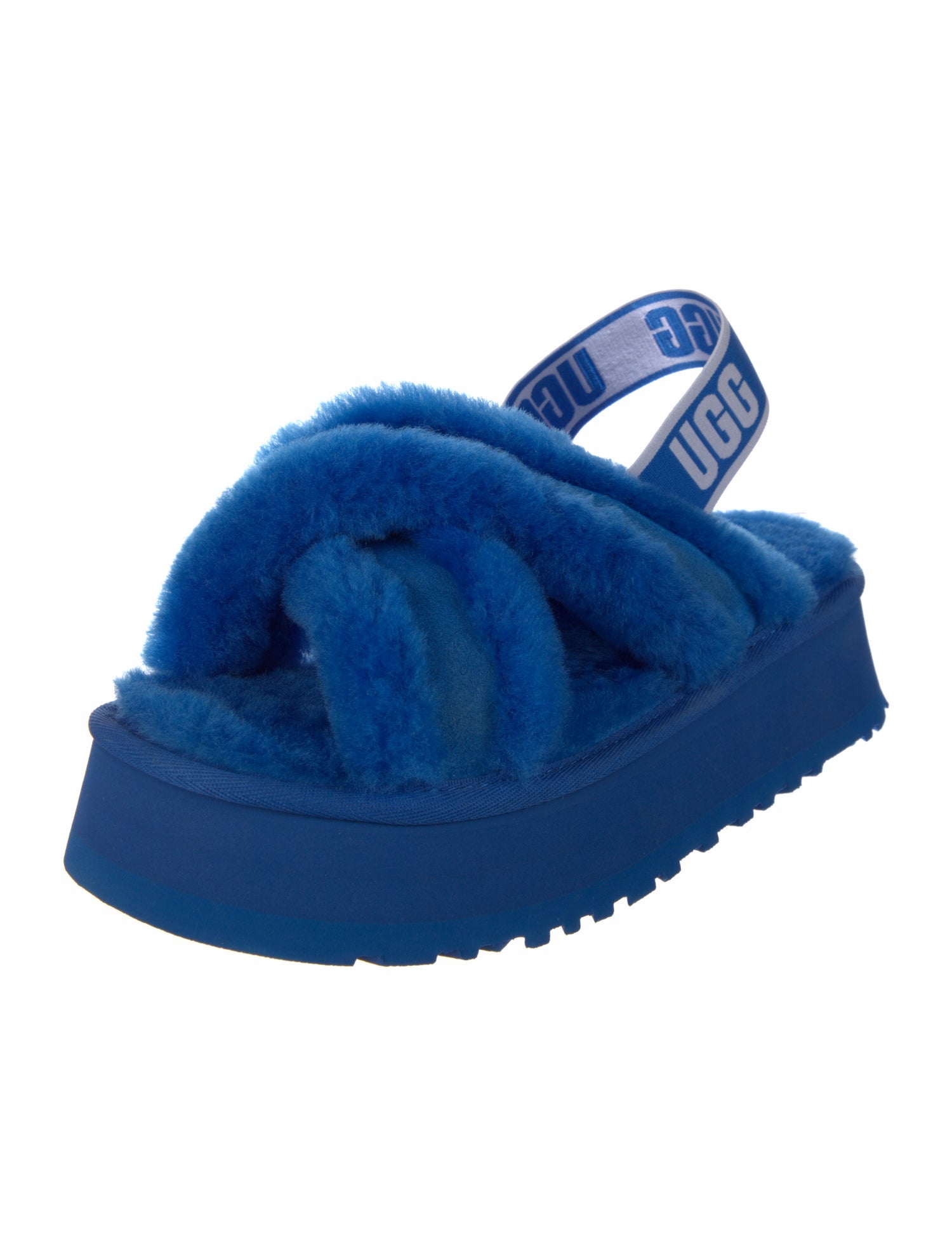UGG Rubber Fur Trim Slingback Sandals