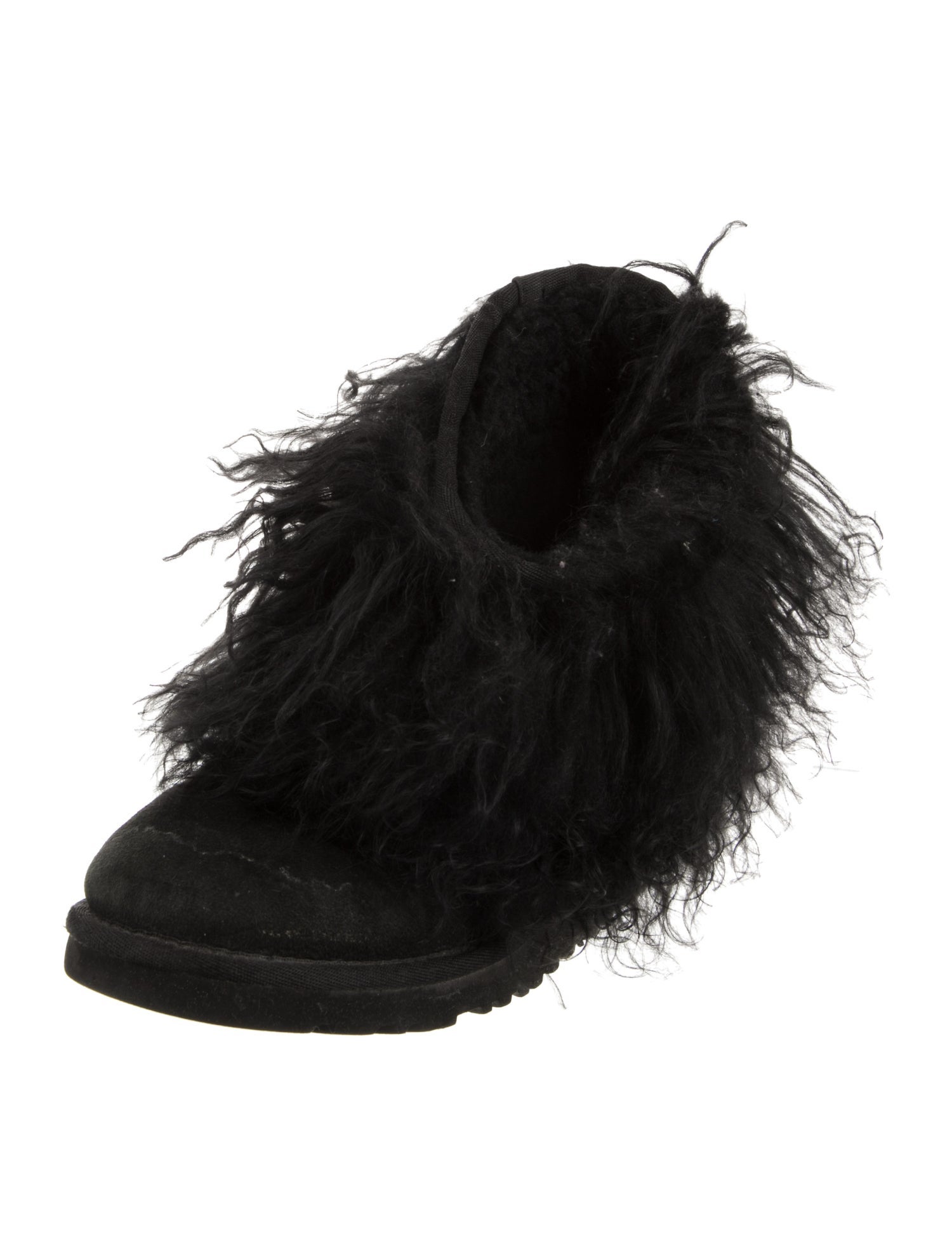UGG Suede Fur Trim Lace-Up Boots