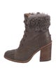 UGG Suede Fur Trim Lace-Up Boots