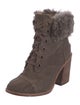 UGG Suede Fur Trim Lace-Up Boots