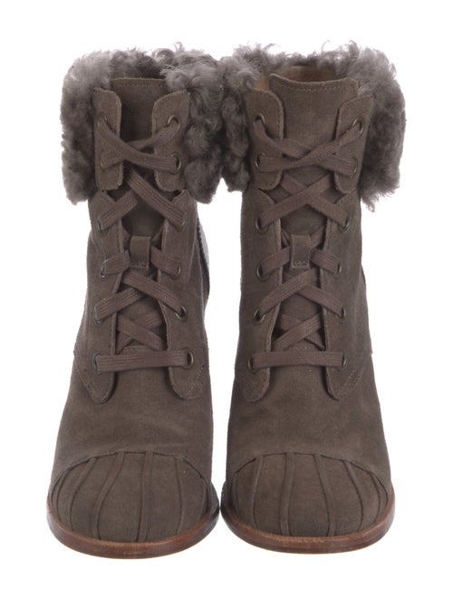 UGG Suede Fur Trim Lace-Up Boots