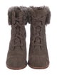 UGG Suede Fur Trim Lace-Up Boots