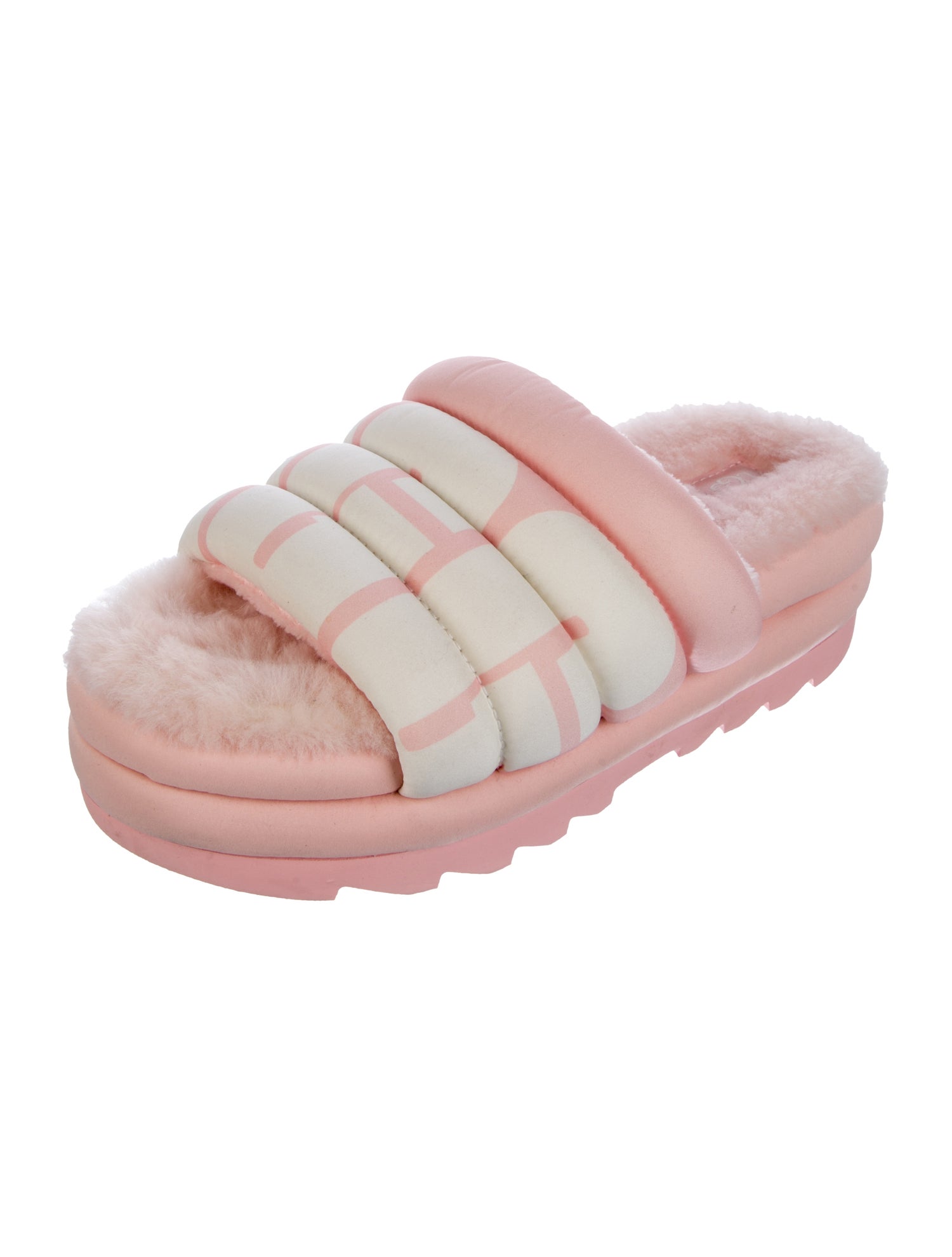 UGG Printed Fur Trim Slides